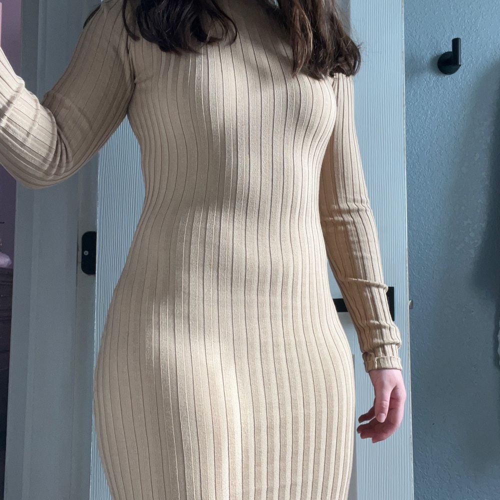 Tan scrunchie dress